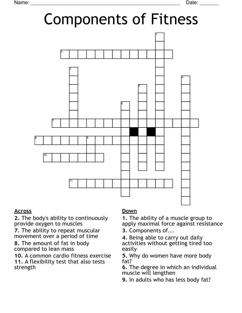 Components of Fitness Crossword