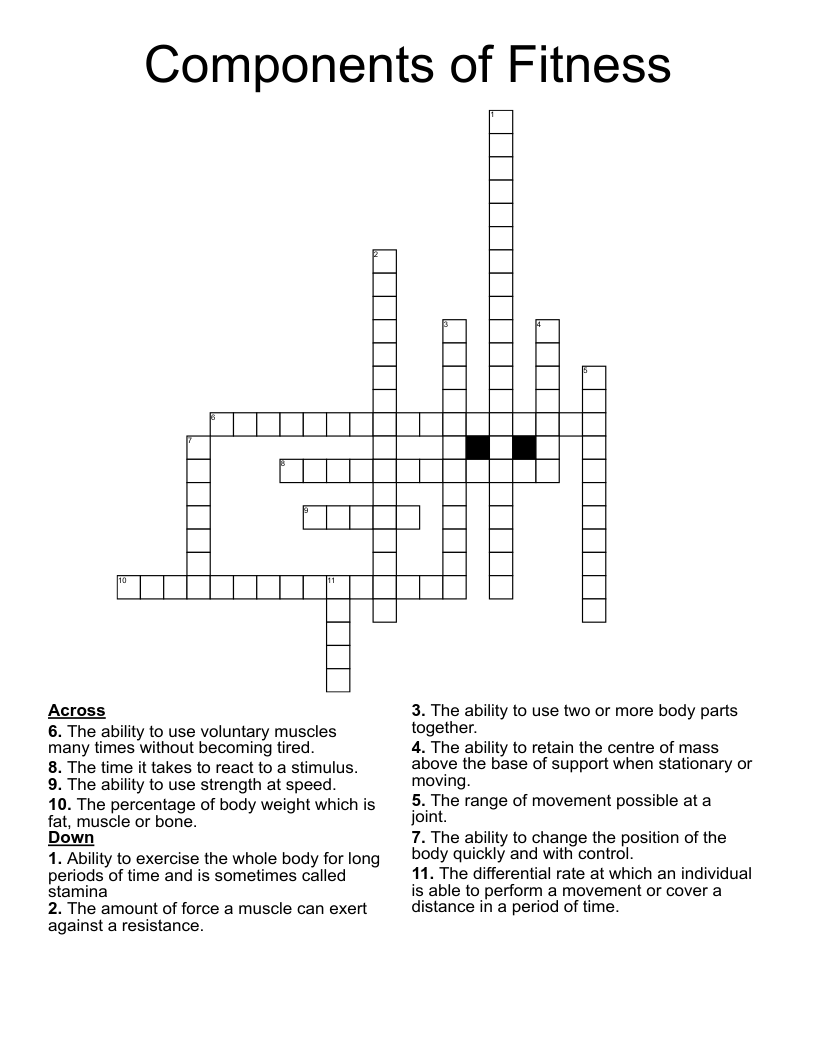 Components of Fitness Crossword