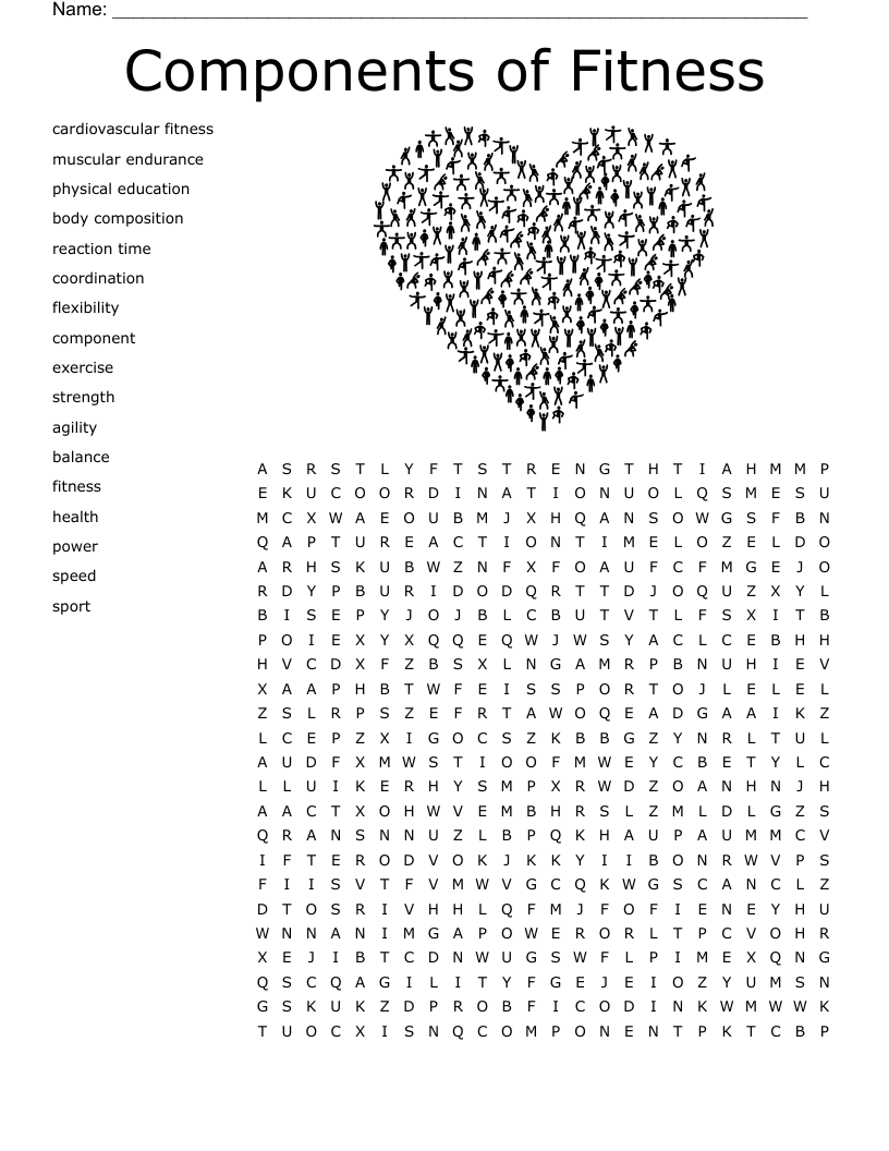 Components of Fitness Word Search