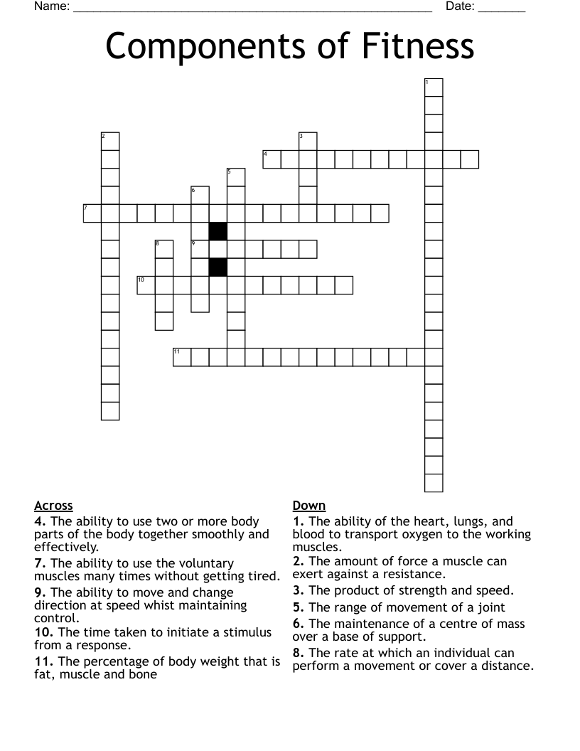 Components of Fitness  Crossword