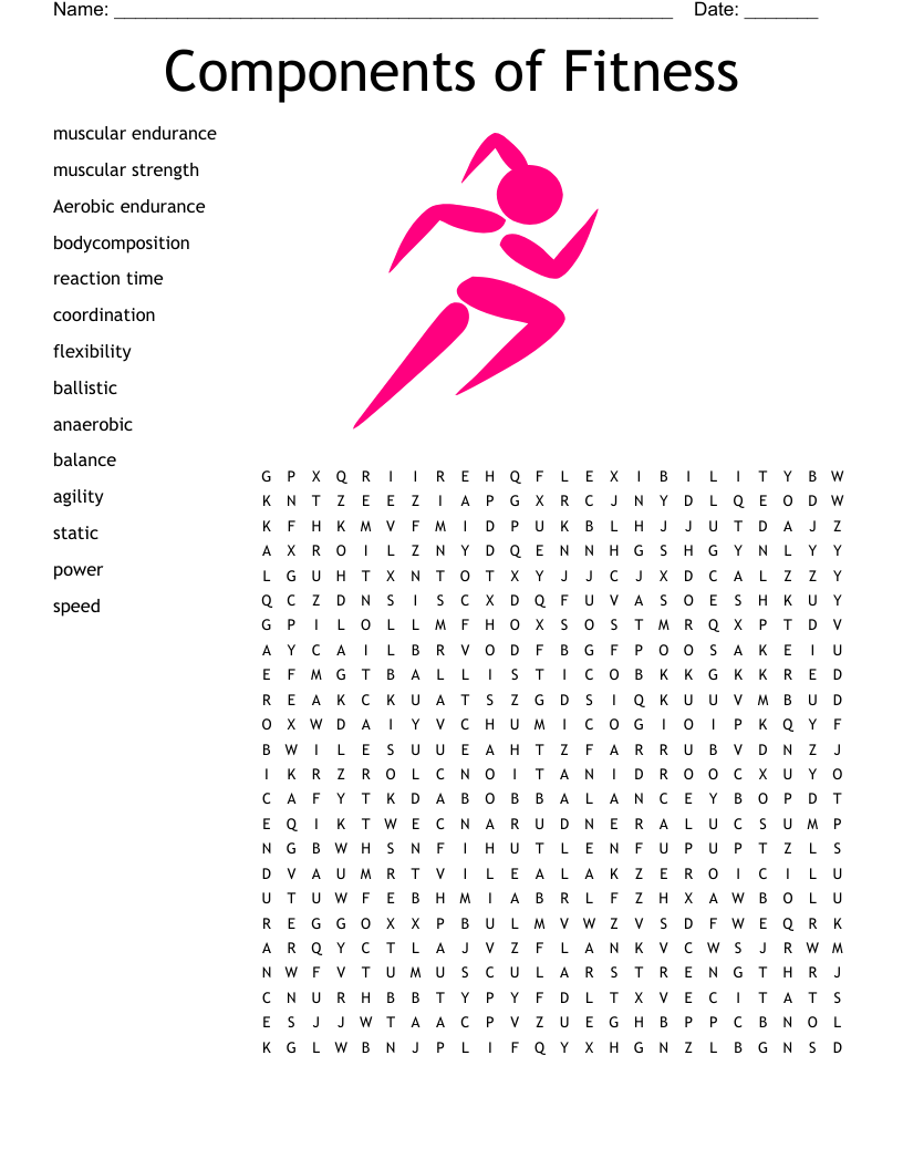 Components of Fitness  Word Search