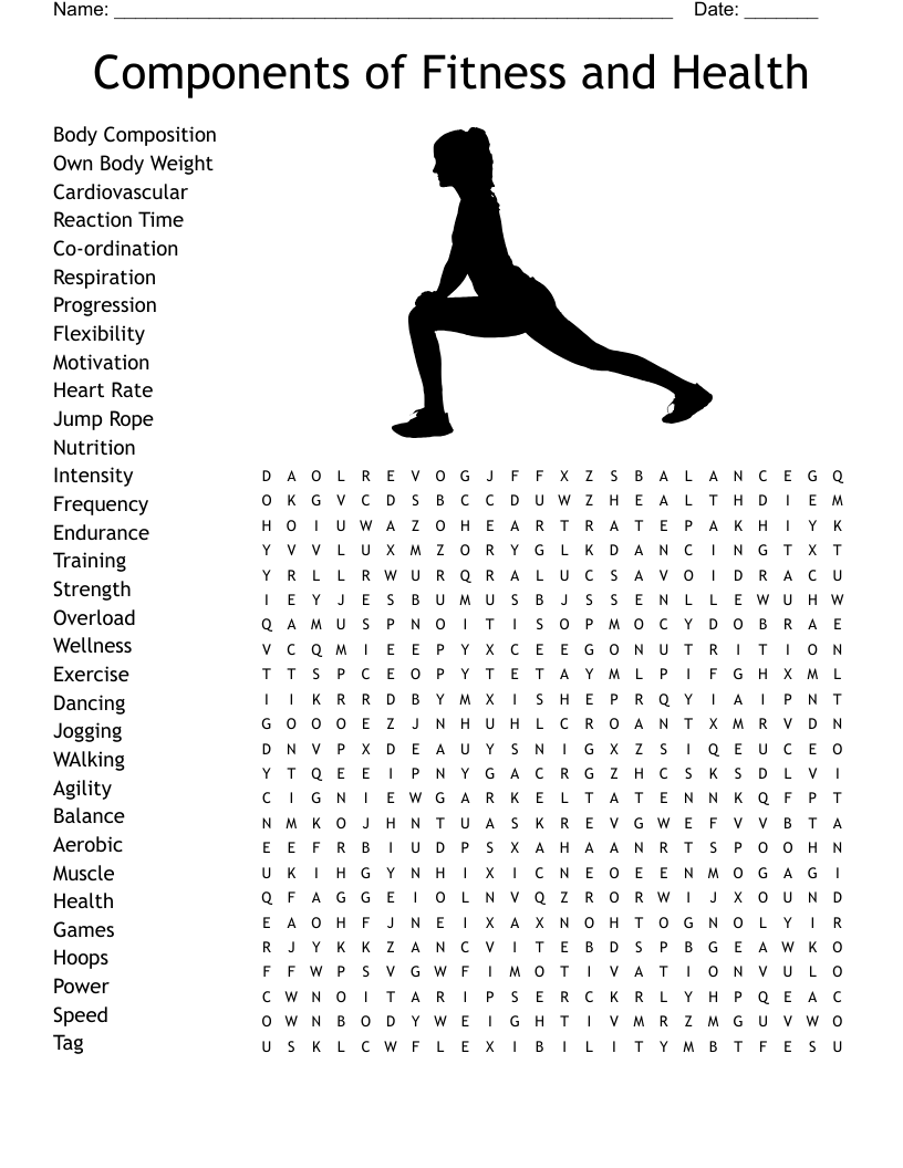Components of Fitness and Health Word Search