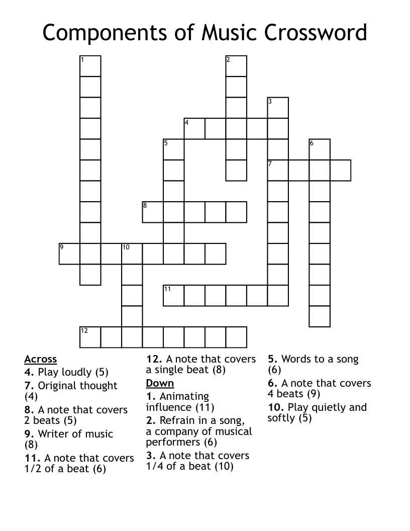 Components of Music Crossword