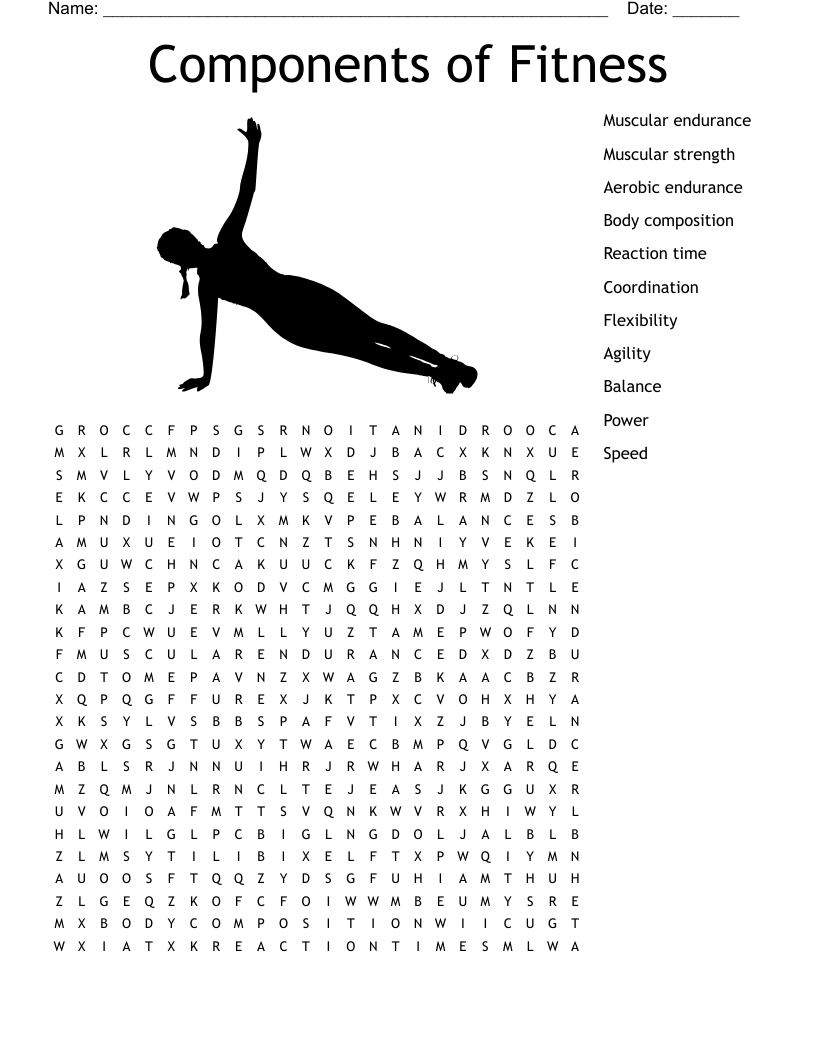 Components of Fitness Word Search