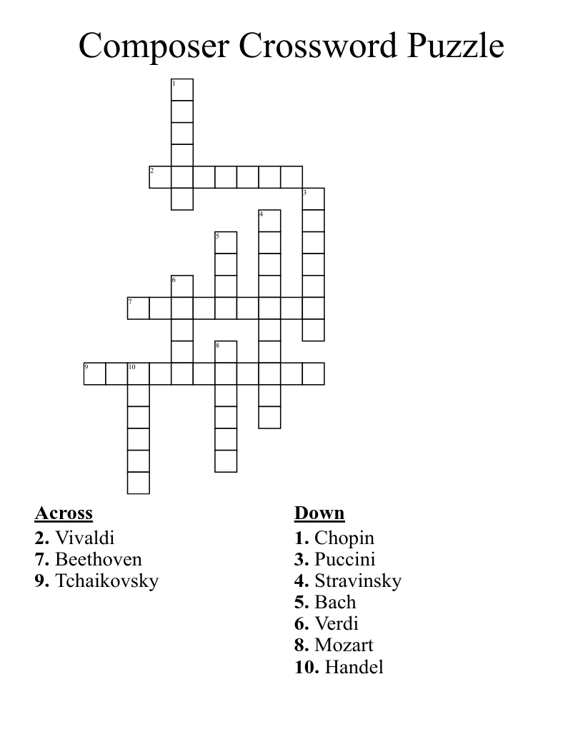 Composer Crossword Puzzle 