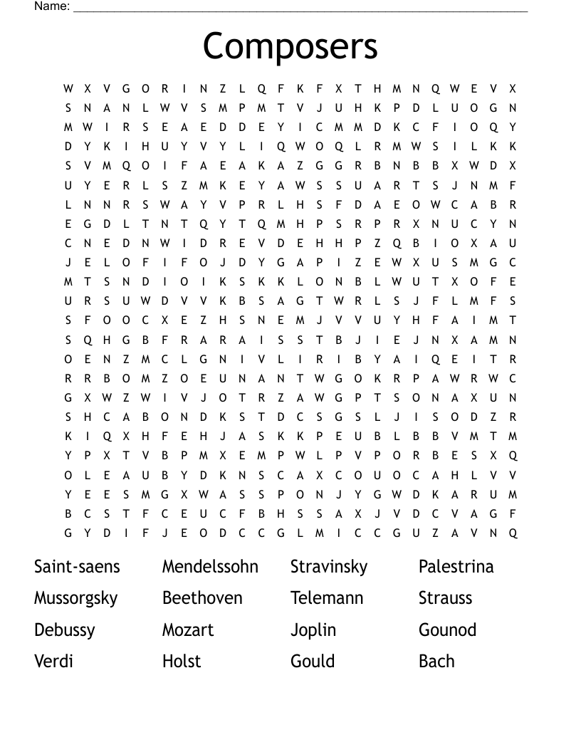 Composers Word Search