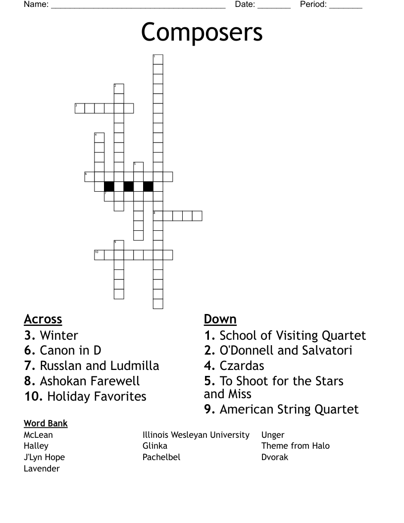 Composers Crossword