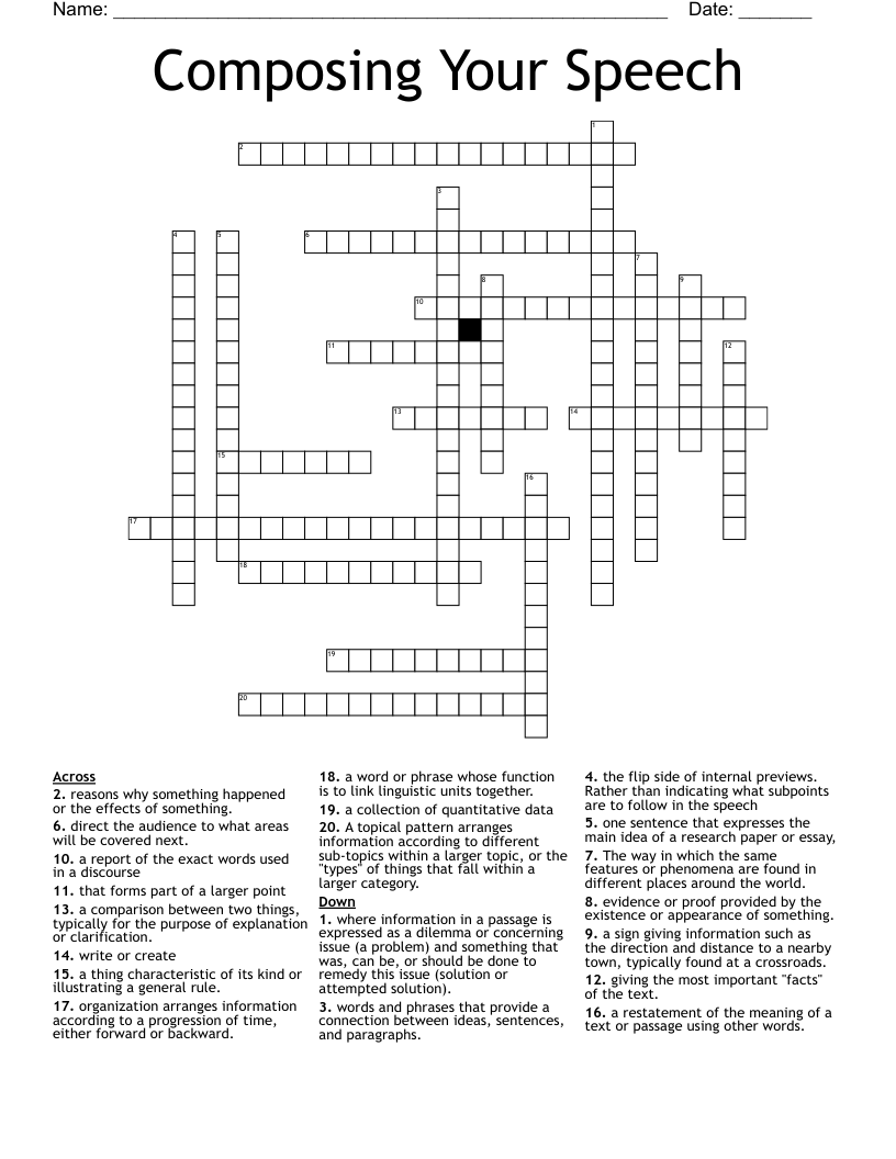 Composing Your Speech Crossword