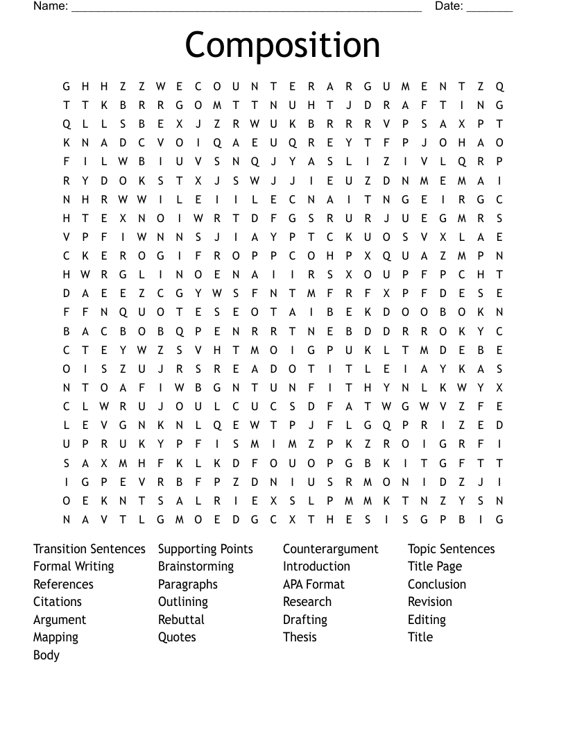Composition Word Search