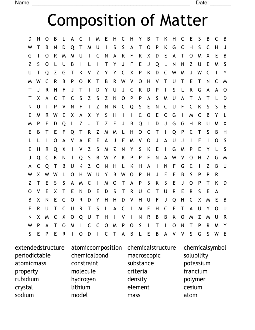 Composition of Matter Word Search