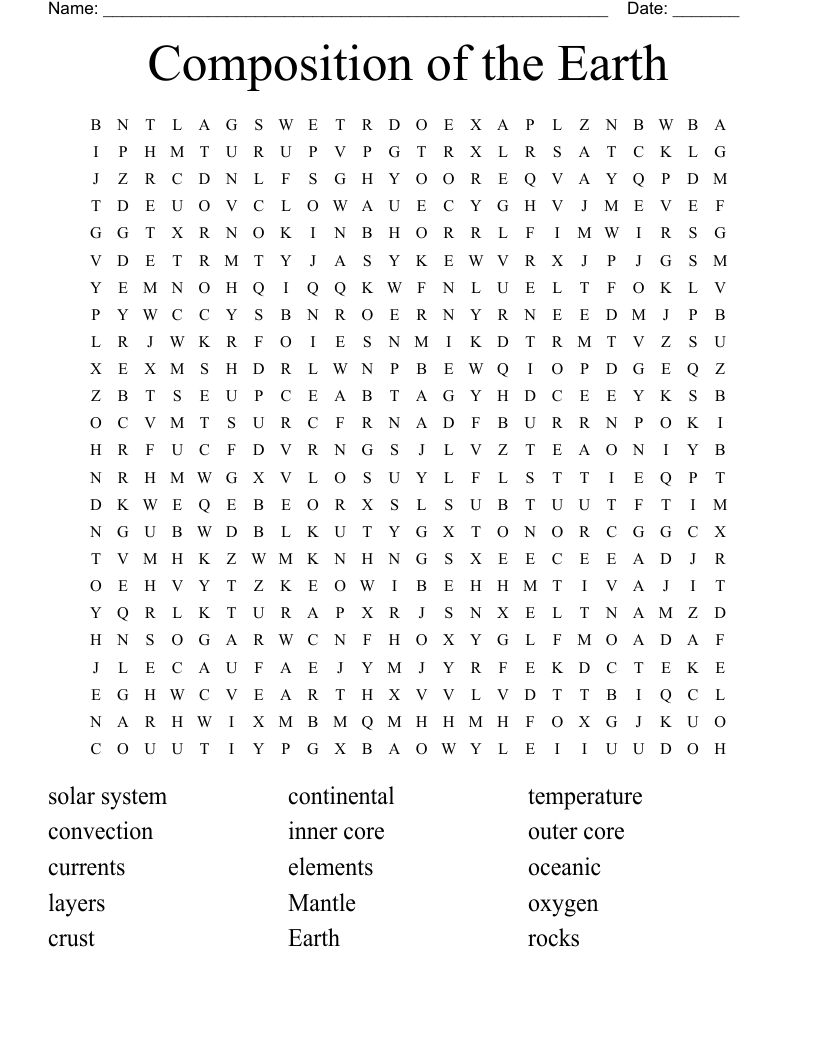 Composition of the Earth Word Search