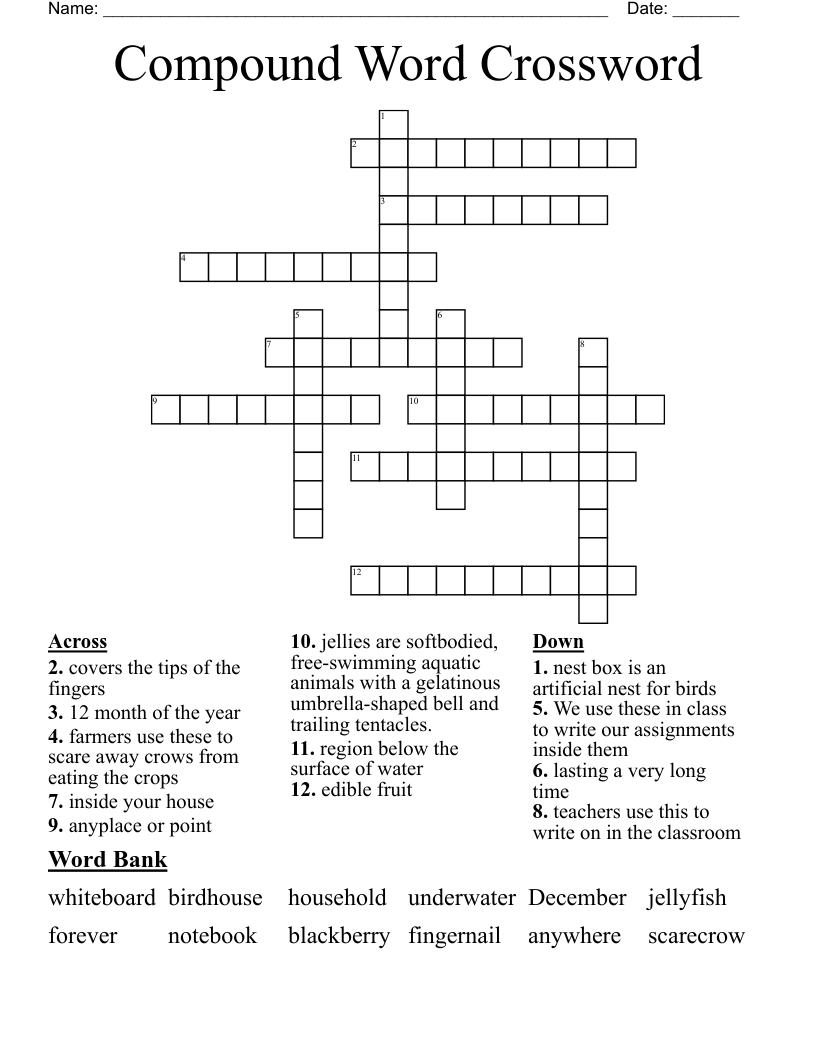 Compound Word Crossword