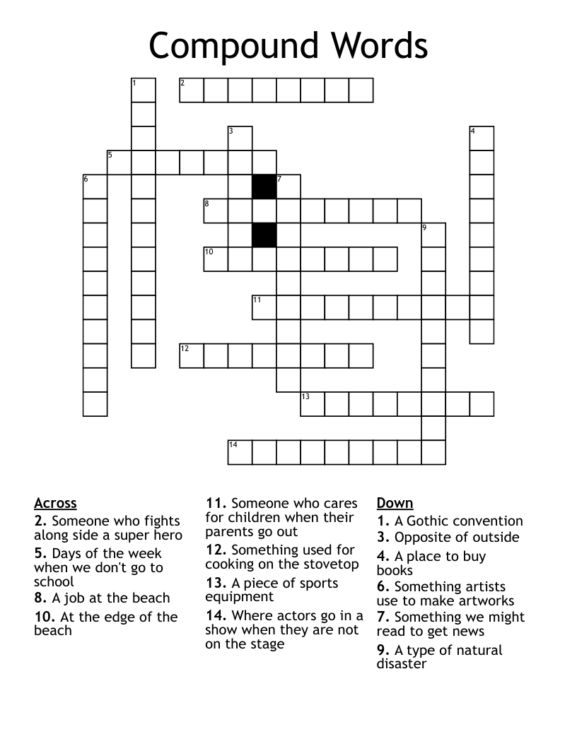 Compound Words Crossword