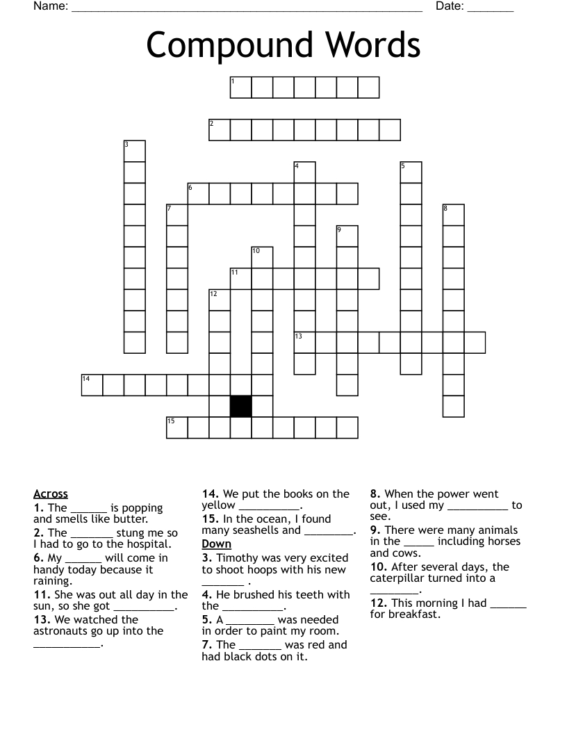 Compound Words Crossword