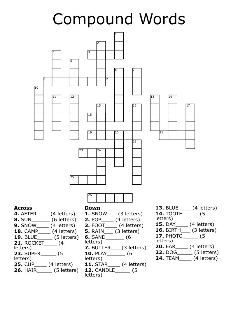 Compound Words Crossword