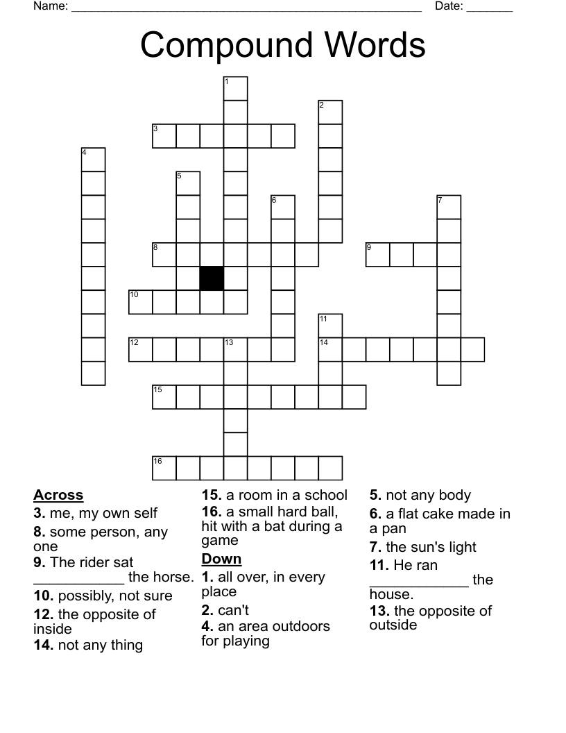Compound Words Crossword