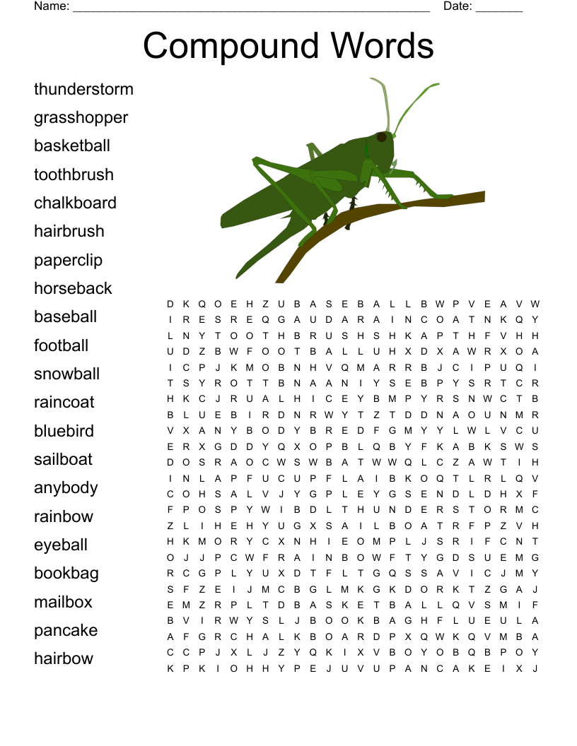 Compound Words Word Search