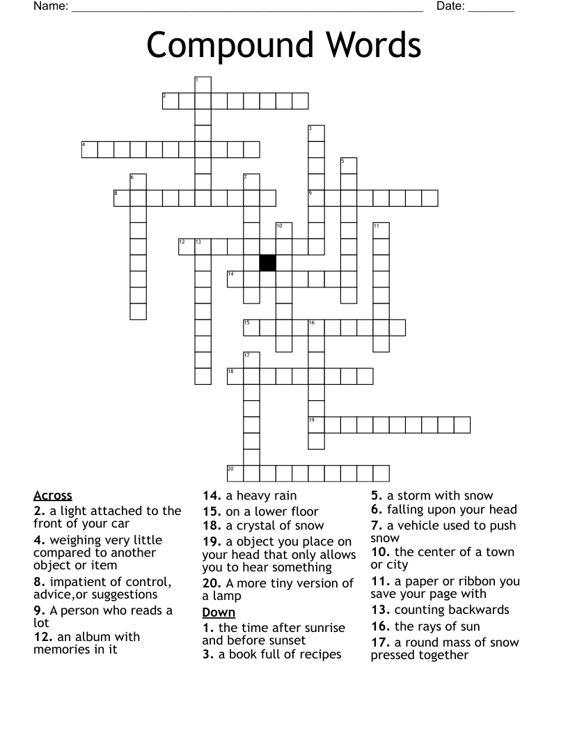 Compound Words Crossword