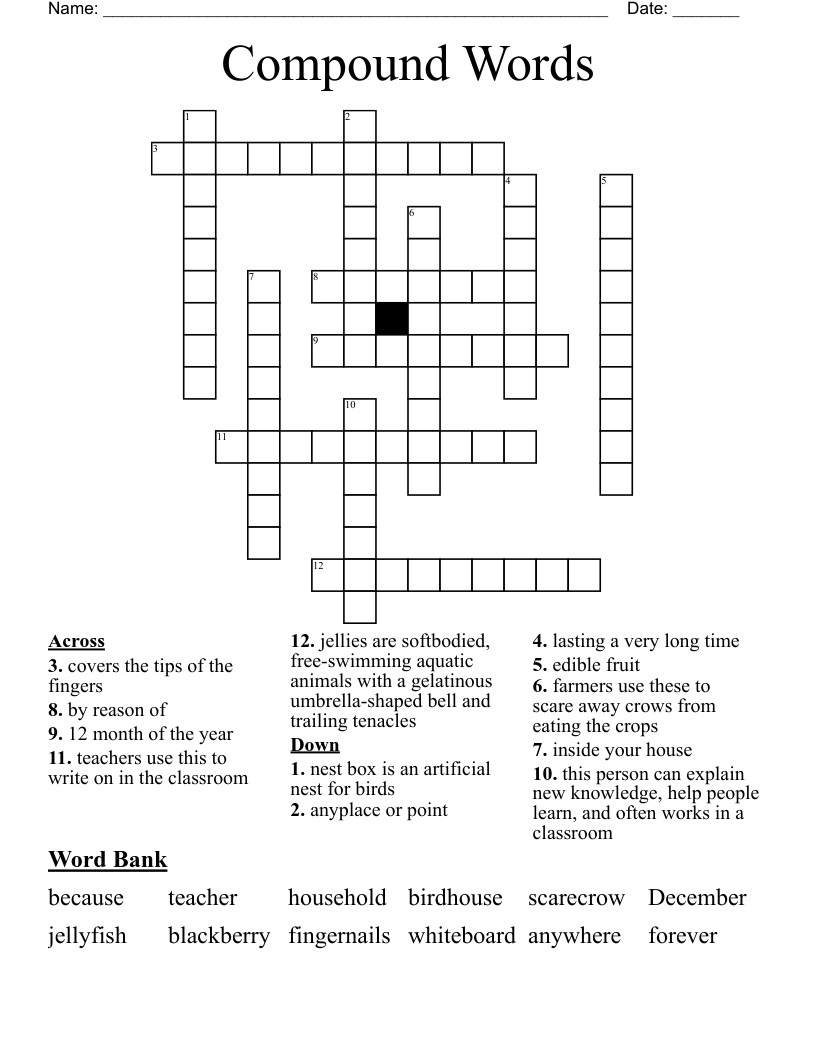 Compound Words Crossword