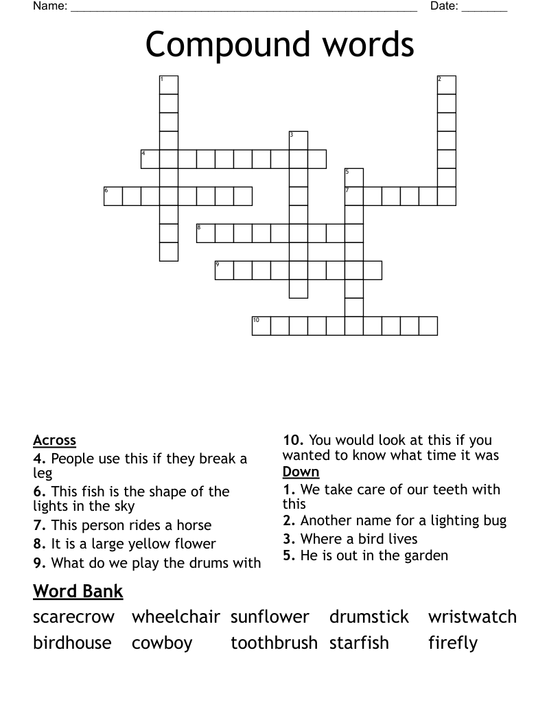 Compound words Crossword
