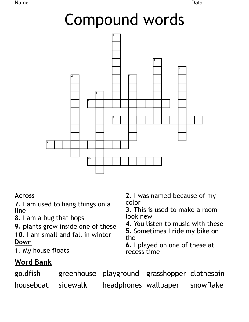 Compound words Crossword