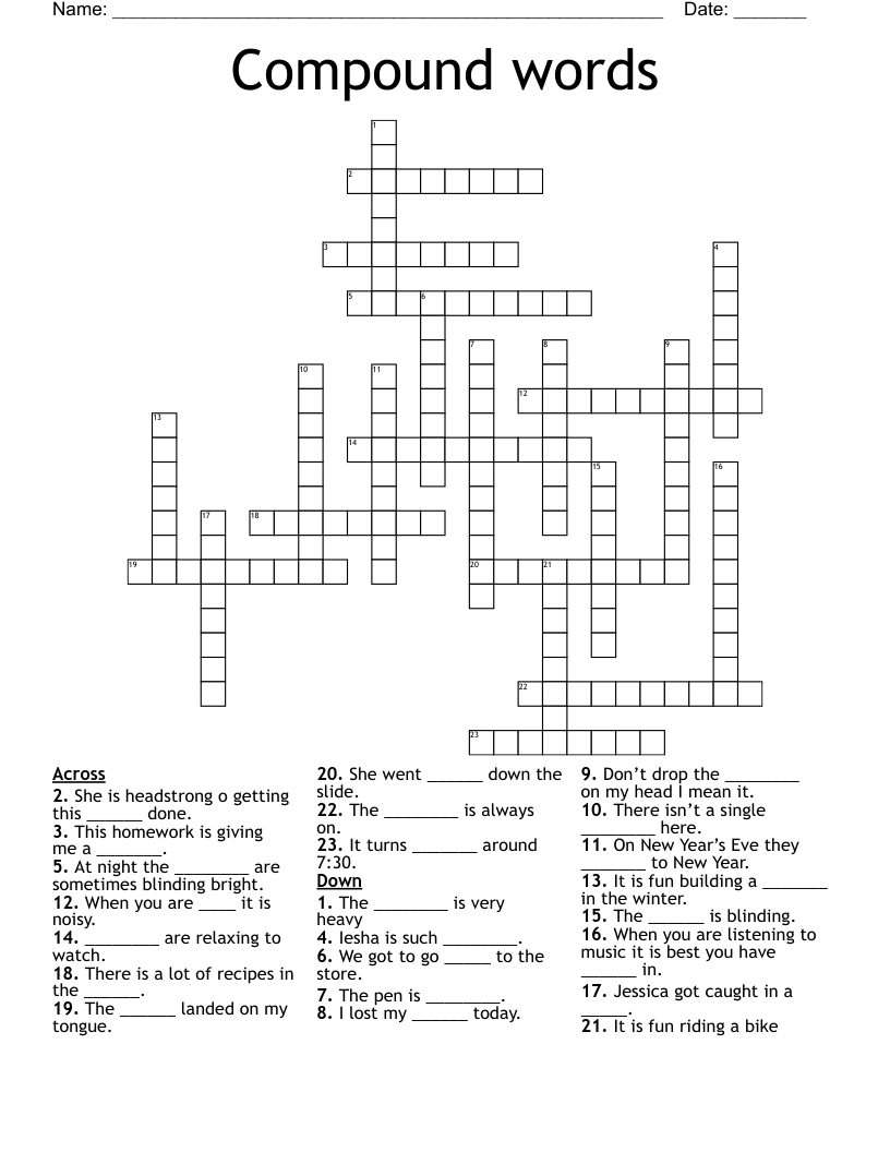 Compound words Crossword