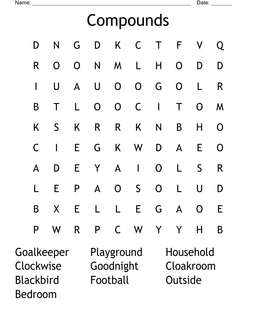 Compounds Word Search