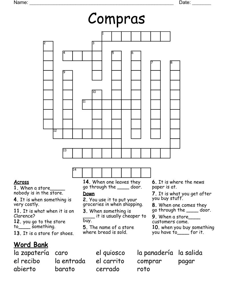 Compras Crossword