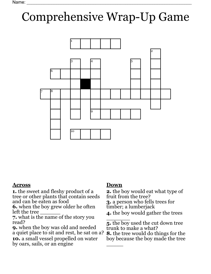 Comprehensive Wrap-Up Game Crossword