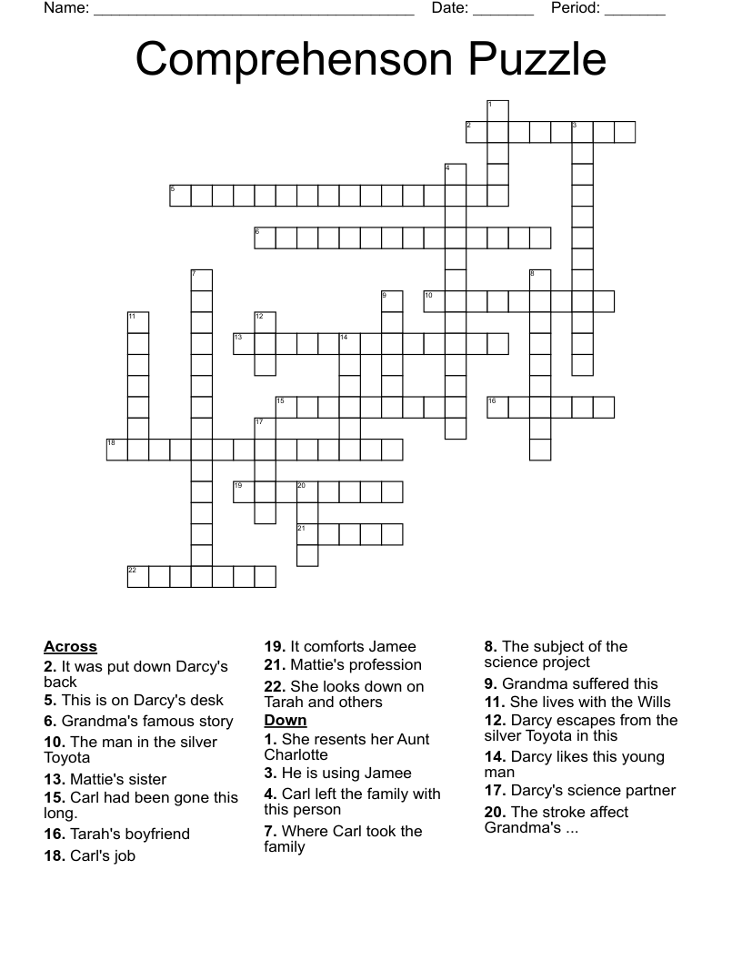 Comprehenson Puzzle Crossword