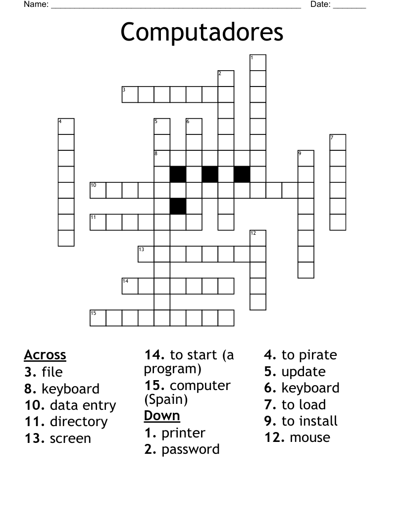Computadores Crossword