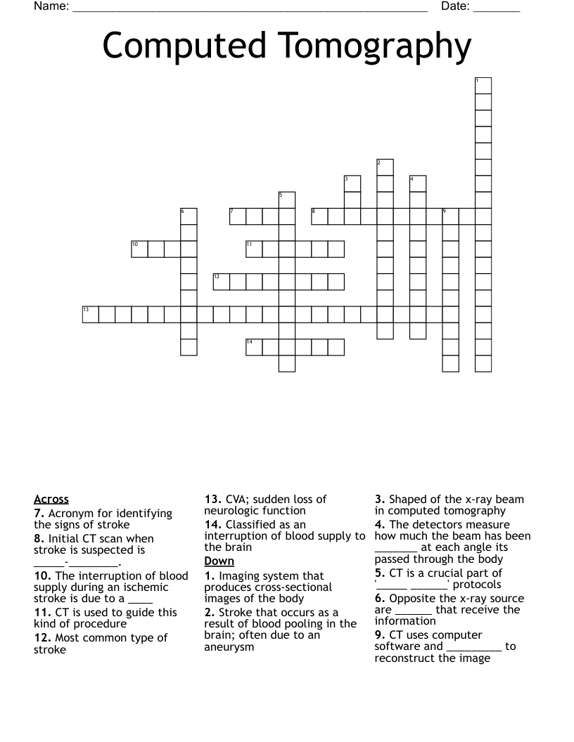 Computed Tomography Crossword