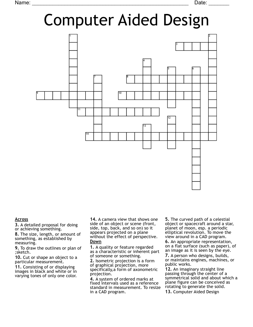 Computer Aided Design Crossword