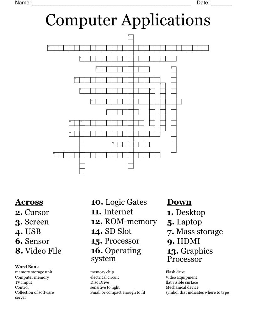 Computer Applications Crossword