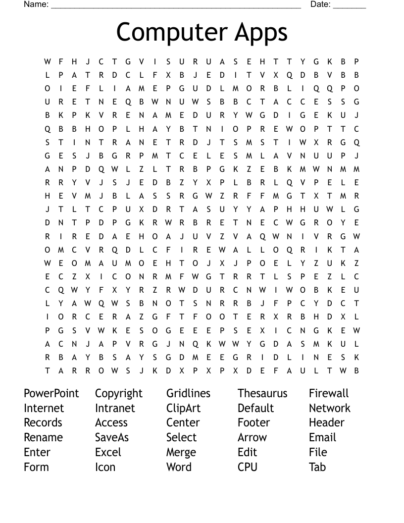 Computer Apps Word Search