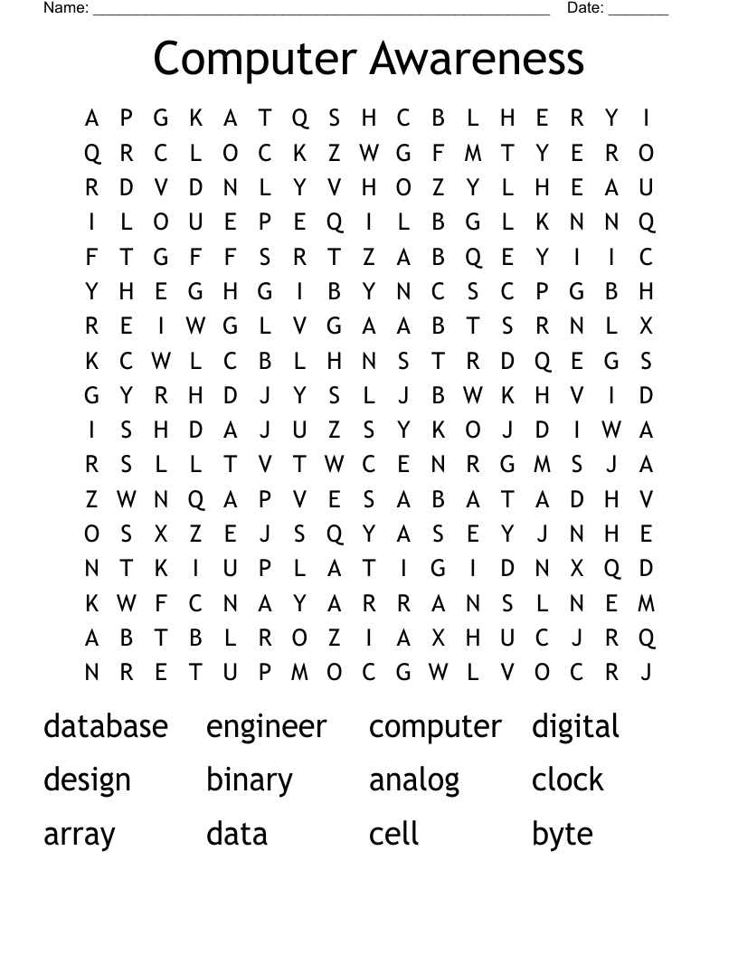 Computer Awareness Word Search