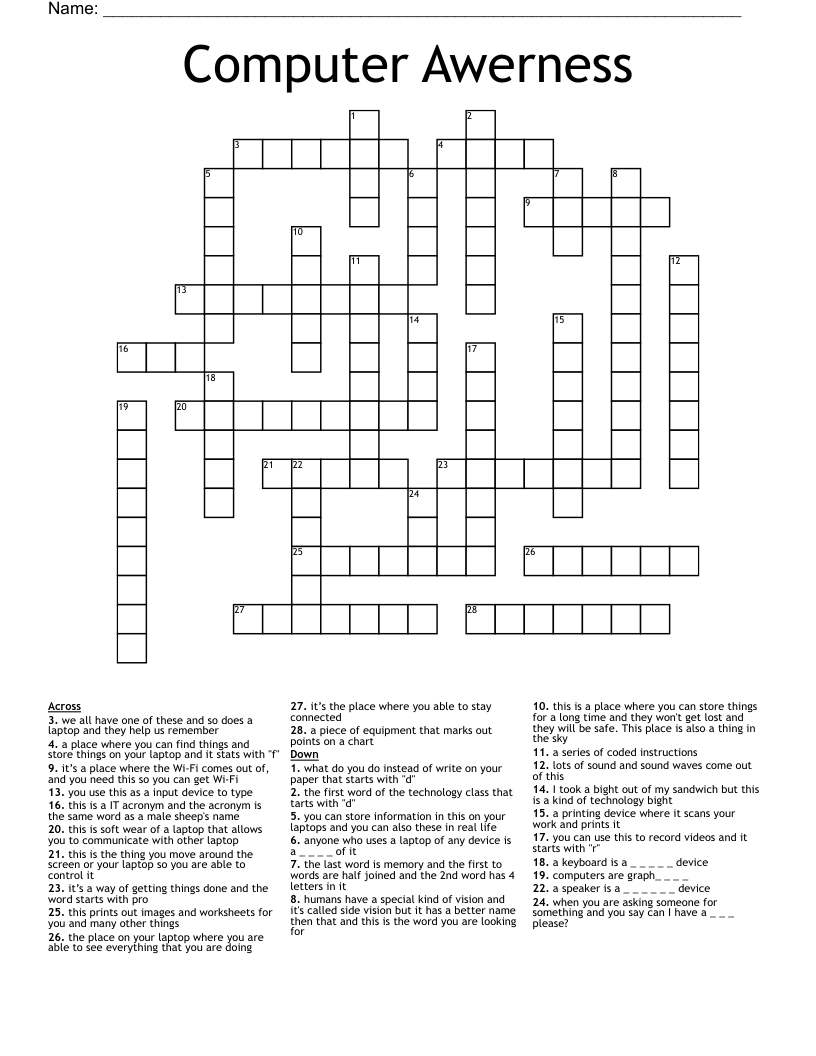 Computer Awerness Crossword