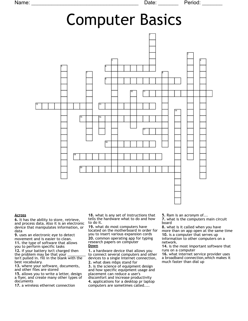 Computer Basics Crossword
