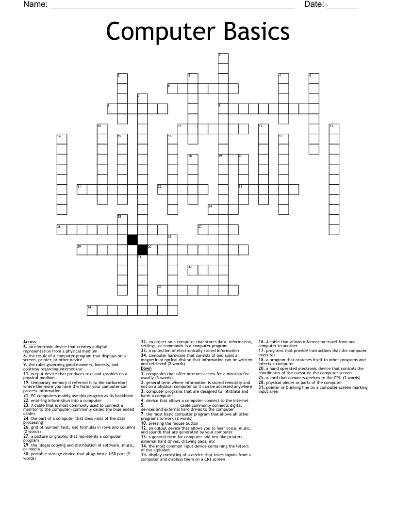 Computer Basics Crossword