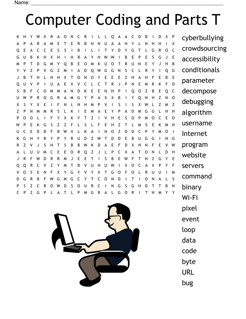 Computer Coding and Parts T Word Search