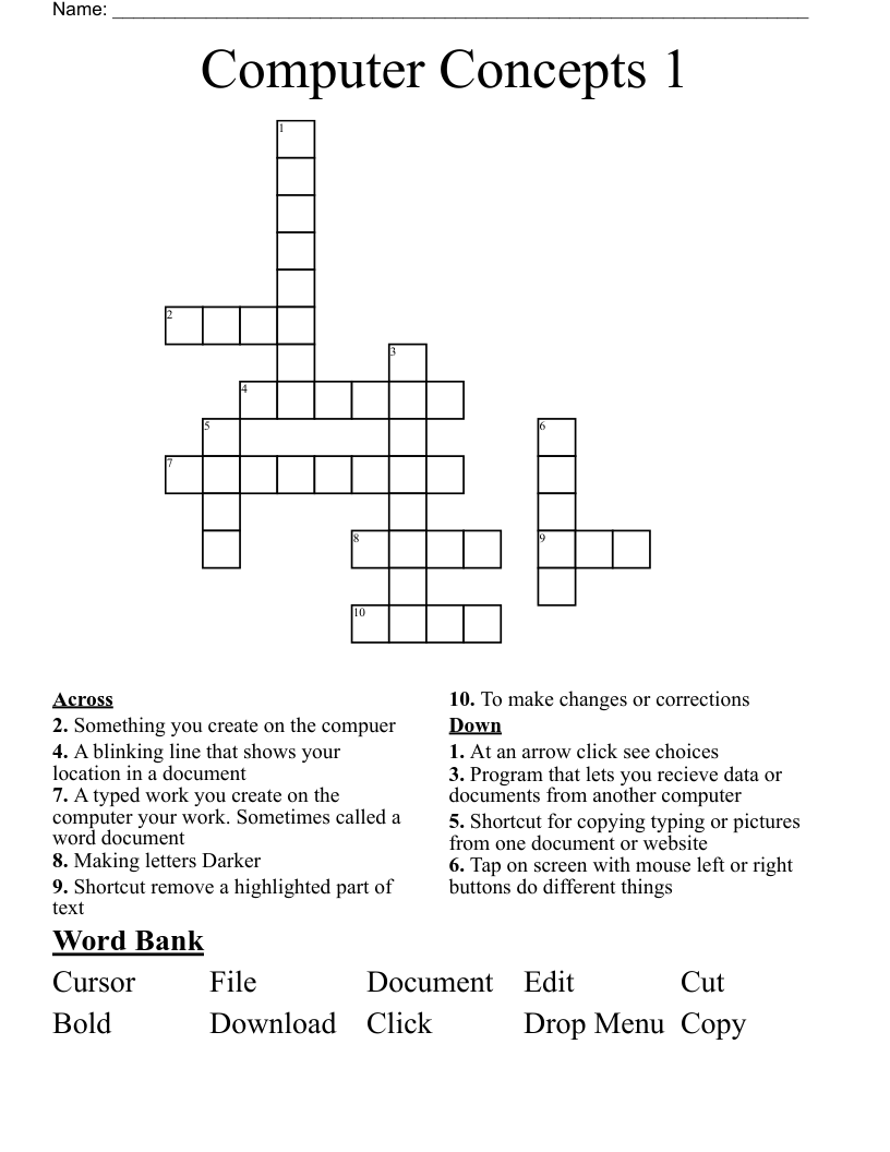 Computer Concepts 1 Crossword