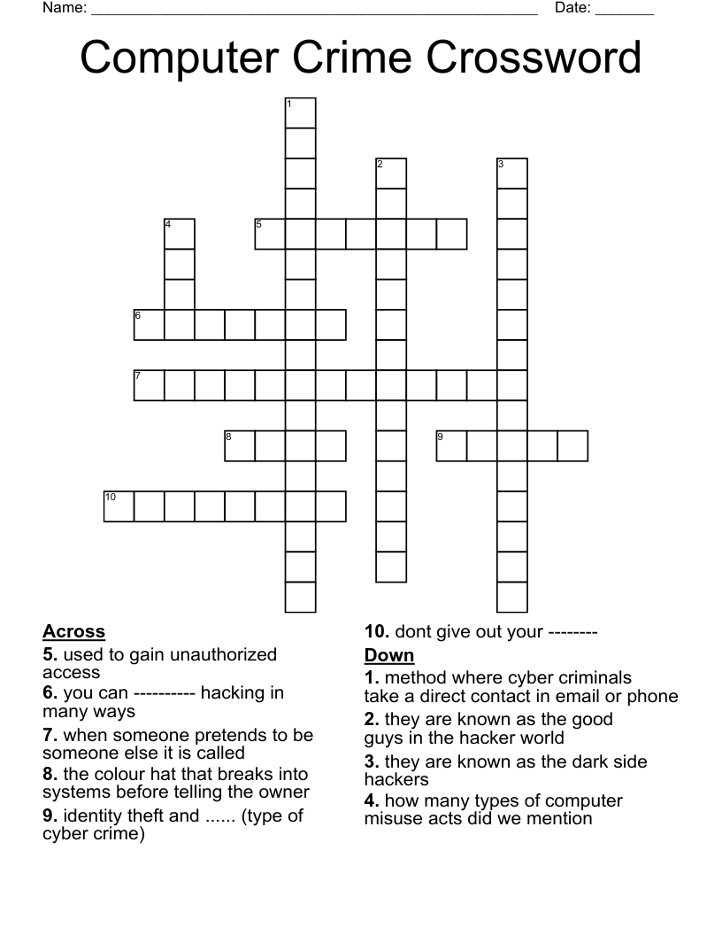Computer Crime Crossword