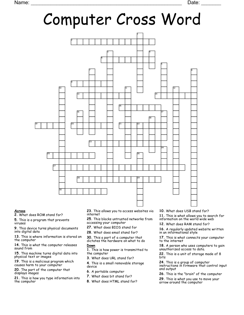 Computer Cross Word
