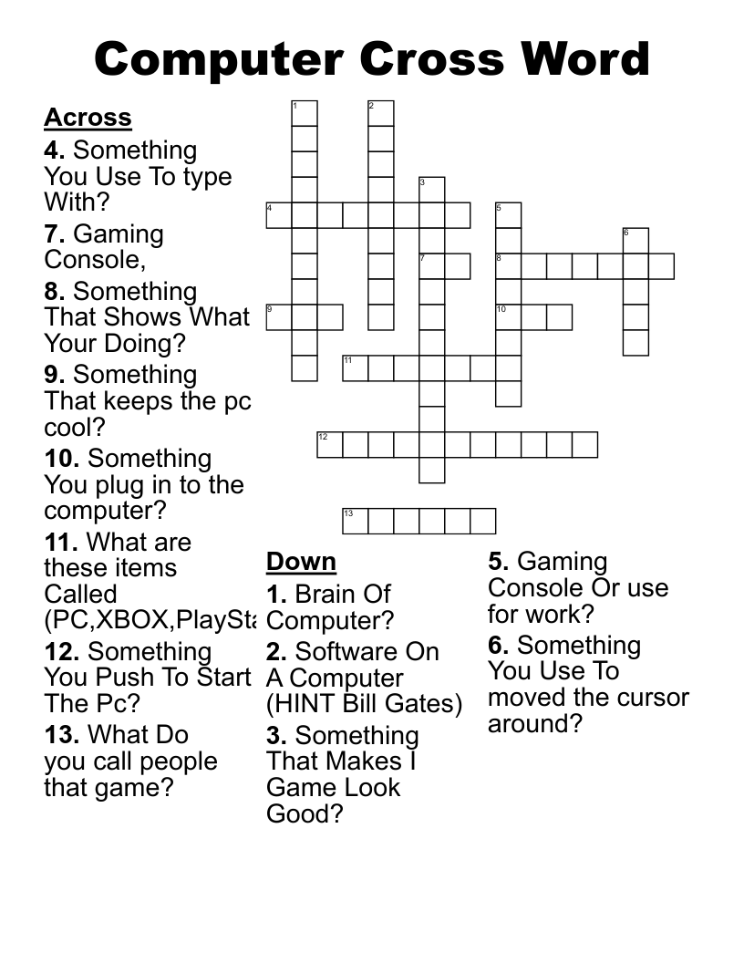 Computer Cross Word