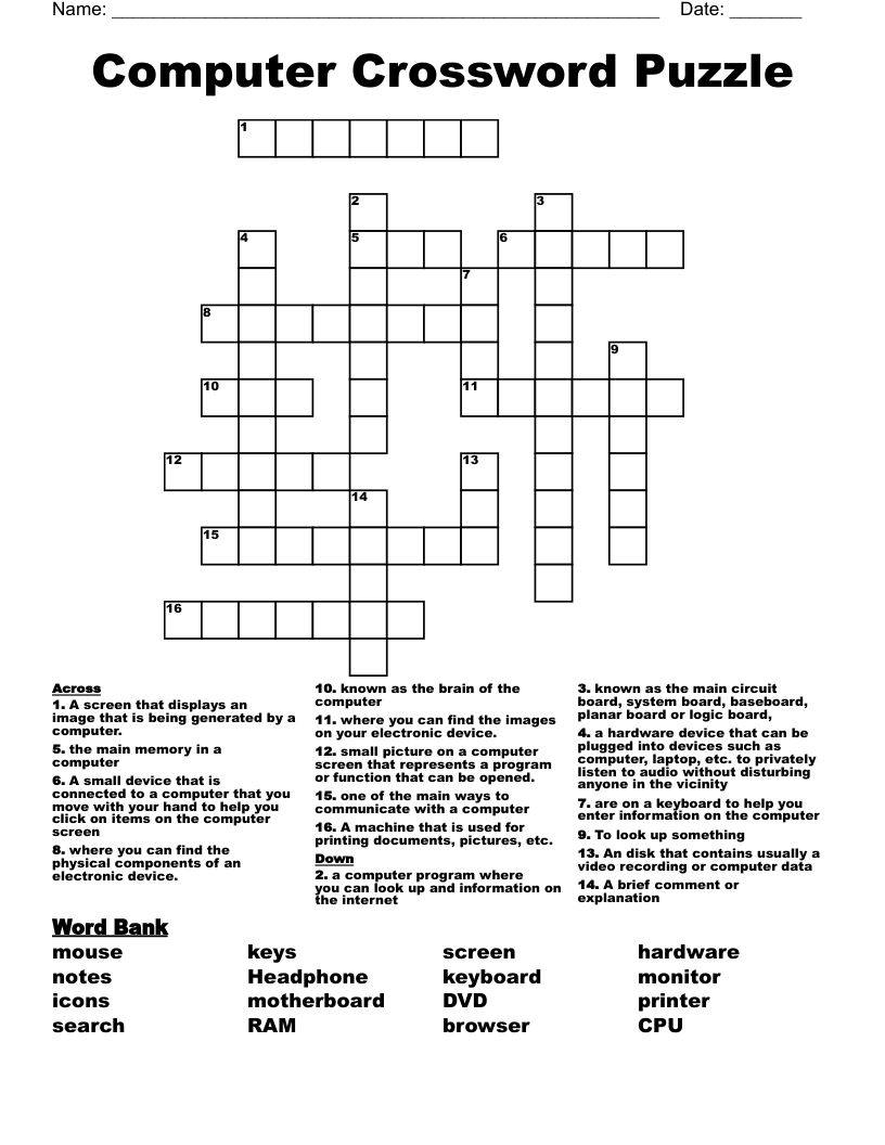 Computer Crossword Puzzle