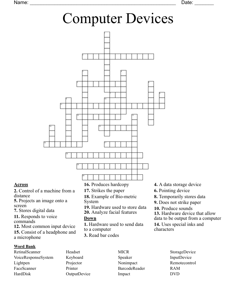 Computer Devices Crossword