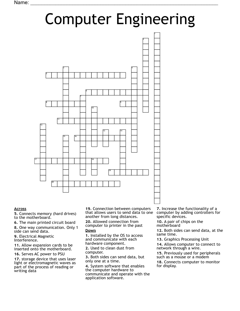 Computer Engineering Crossword