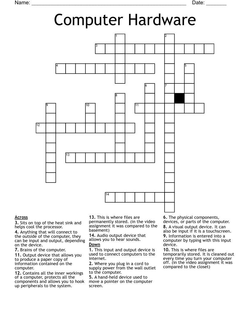 Computer Hardware Crossword