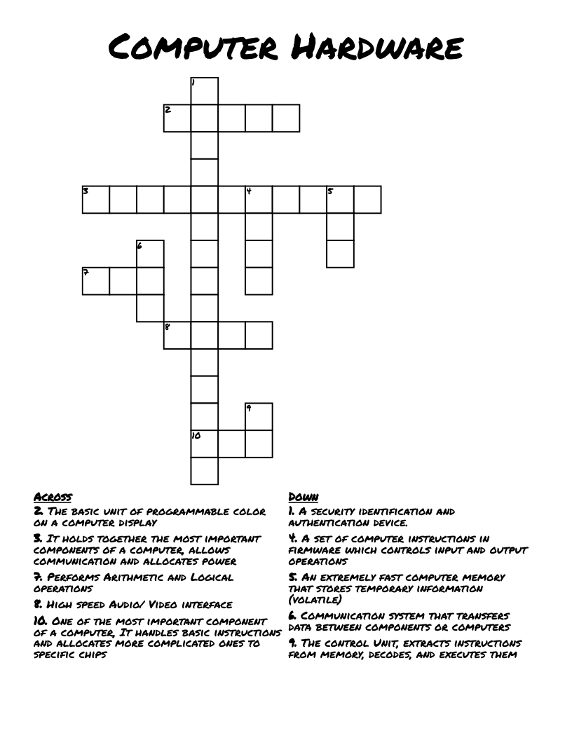 Computer Hardware Crossword