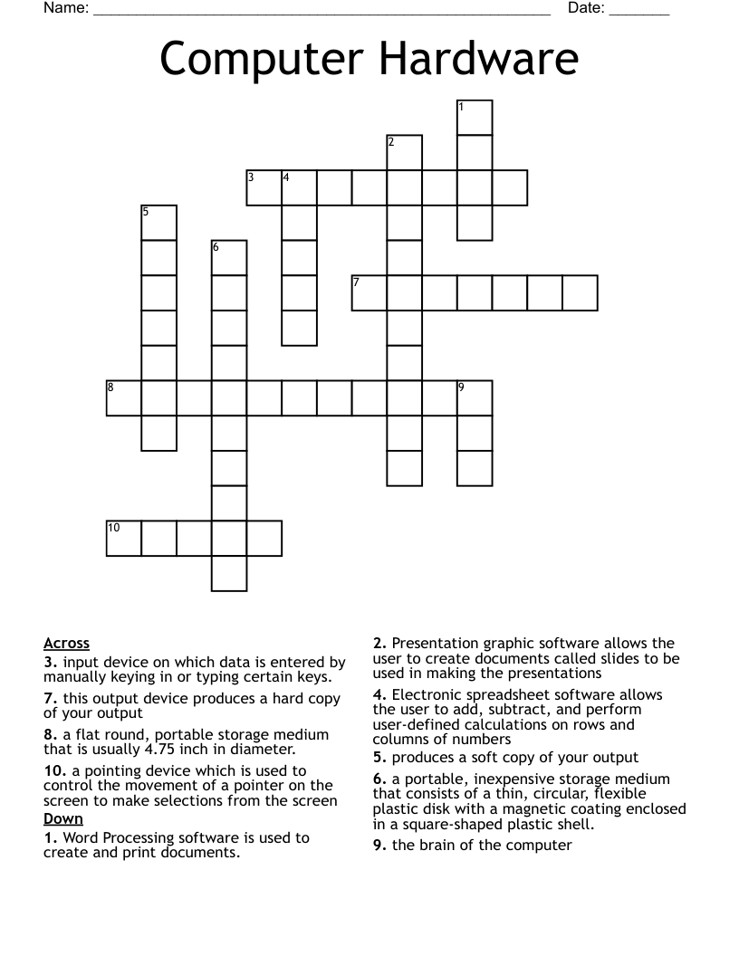 Computer Hardware Crossword